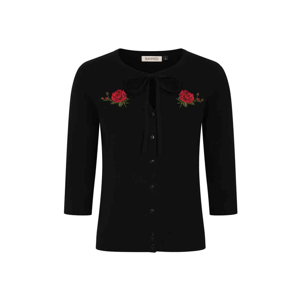 Banned - Mia Rose Garden Cardigan - Black